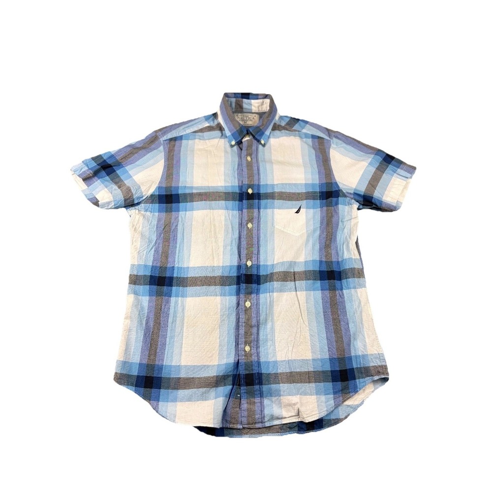 Nautica Mens Multicolo Plaid Long Sleeve Button Down Shirt Size Largeβ